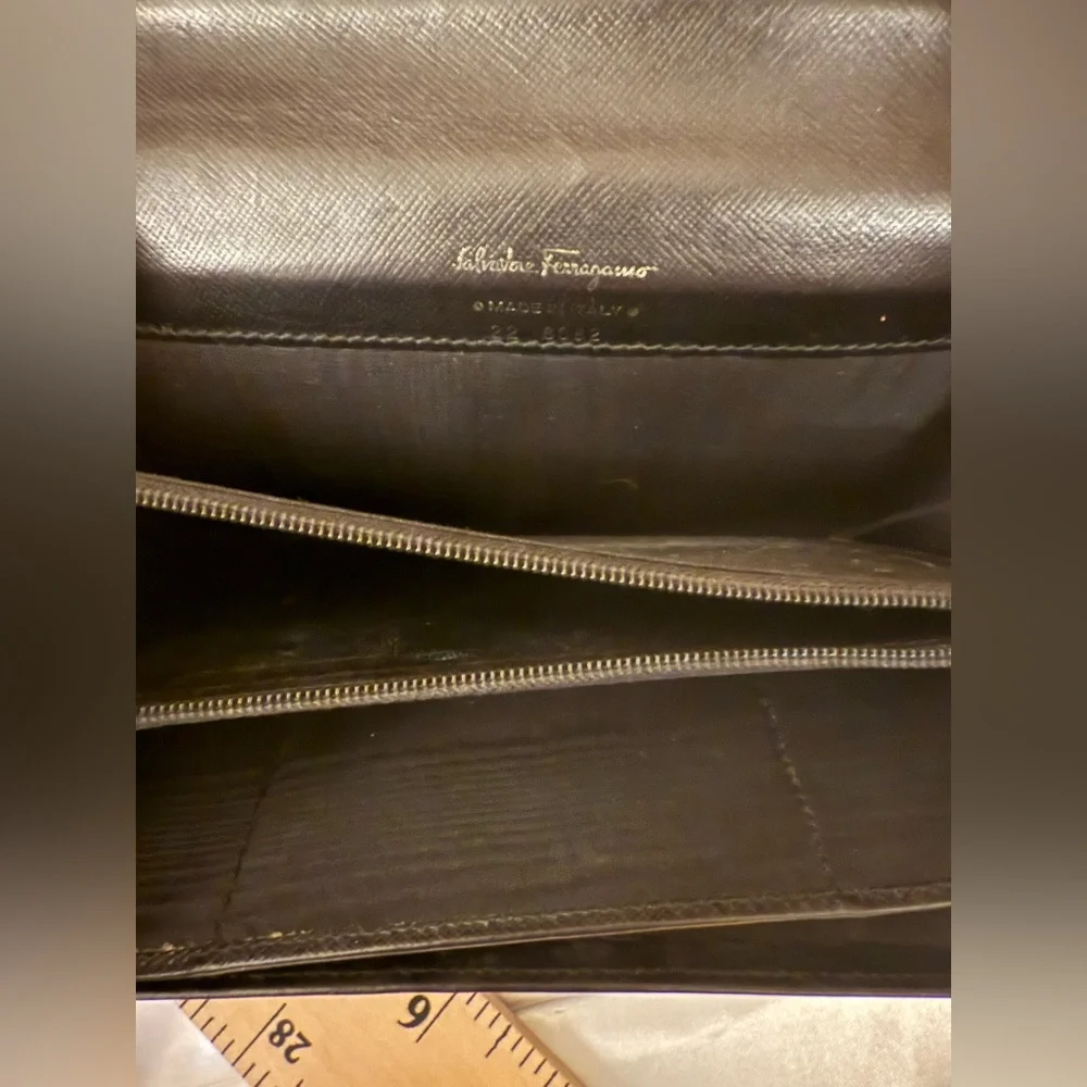 Ferragamo Black Saffiano Leather Continental Wallet – Moderate Wear